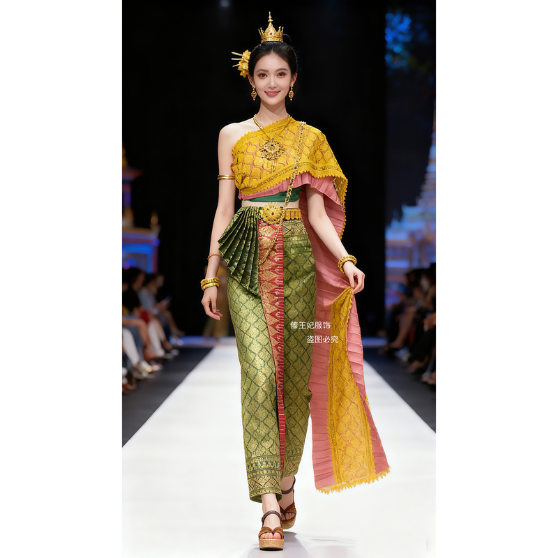 Thai Traditional Clothing for Women, Imported Stage Performance Outfits, Studio Photo Shoots, High-End Luxury Club Receptionist Attire Thai Traditional Clothing for Women, Imported Stage Performance Outfits, Studio Photo Shoots, High-End Luxury Club Receptionist Attire