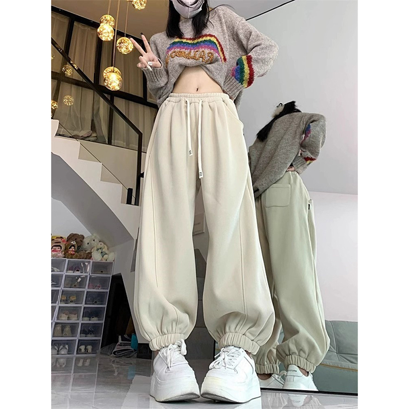 Plus Size Fat Girl 2025 New Spring Sports Pants Women's Loose Fit Jogger Slimming Versatile Pants Lantern Casual Sweatpants