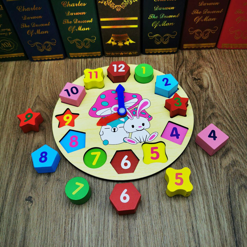 Children's digital clock geometric shape classification learning alarm clock 1-2-3-4-year-old baby early lessons intellect toy