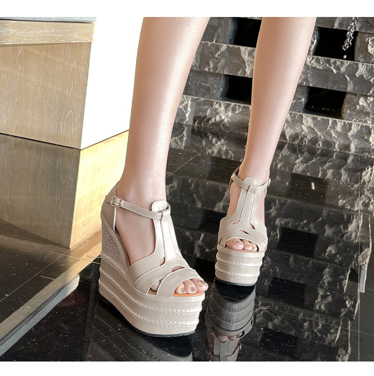 Dép sandal đế xuồng siêu cao gót nữ mũi hở phong cách dân tộc, gót 14-16 cm — Mơ 14cm, Mơ 16cm, Trắng 14cm, Trắng 16cm chi tiết 8