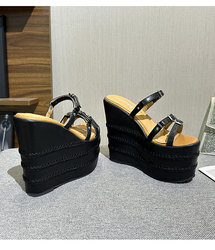 Dép sandal nữ quai chữ V đế xuồng EVA dày, tăng chiều cao, đi ngoài trời mùa hè — Các mặt hàng 10cm được làm theo yêu cầu sẽ không được trả lại và không thể trao đổi. Vui lòng ghi rõ màu sắc trong ghi chú đơn hàng., Các mặt hàng 12cm được sản xuất theo yêu cầu không được trả lại và không được trao đổi., Trắng, đen chi tiết 38