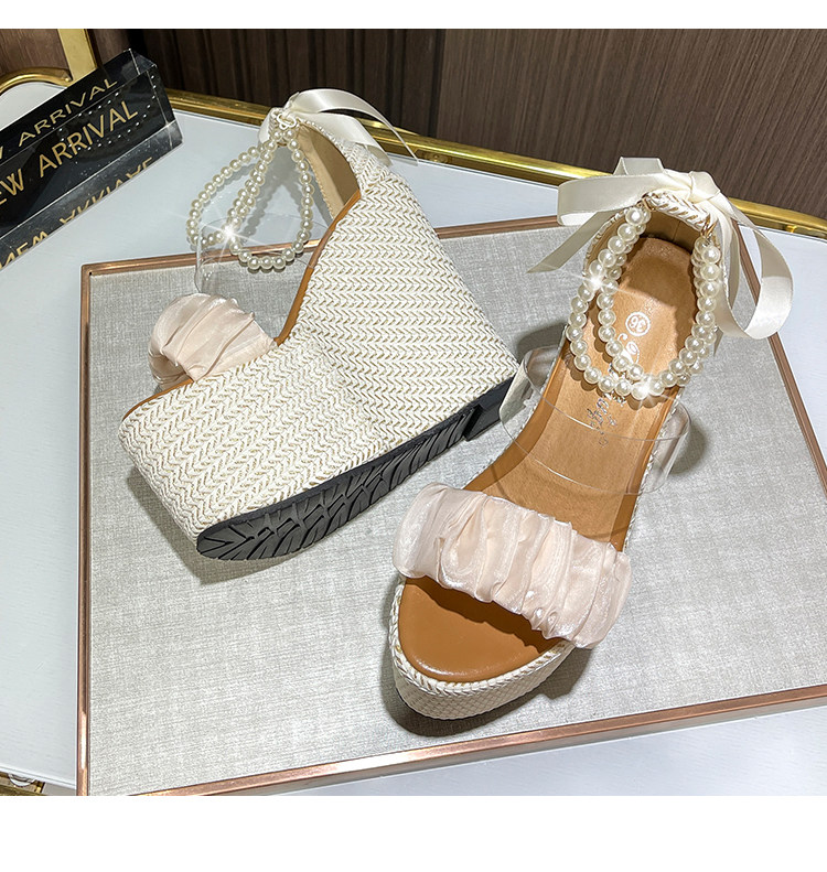 Sandal cao gót nữ hở mũi đế xuồng ren một quai gót 12 cm — Trắng nhạt 10CM, Trắng nhạt 12CM, Trắng nhạt 15CM chi tiết 24