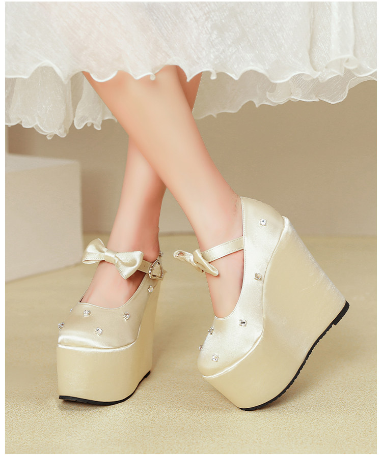 Giày cao gót nữ đế xuồng platform màu đỏ pha lê, gót 15 cm, phong cách Trung Hoa — Mơ 10cm, Mơ 15cm, Đỏ 10cm, Đỏ 15cm chi tiết 28