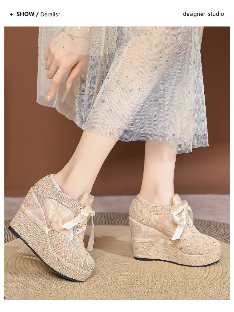Giày cao gót nữ đế xuồng platform buộc dây, gót 15 cm — Mơ 10cm, Mơ 15cm chi tiết 28