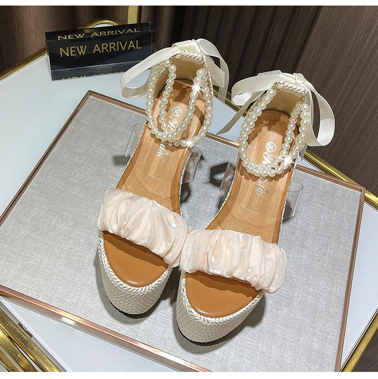 Sandal cao gót nữ hở mũi đế xuồng ren một quai gót 12 cm — Trắng nhạt 10CM, Trắng nhạt 12CM, Trắng nhạt 15CM chi tiết 27
