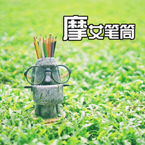 Moai stone portrait pen holder personality funny three-dimensional retro ornaments Creative gifts for friends and classmates birthday gifts