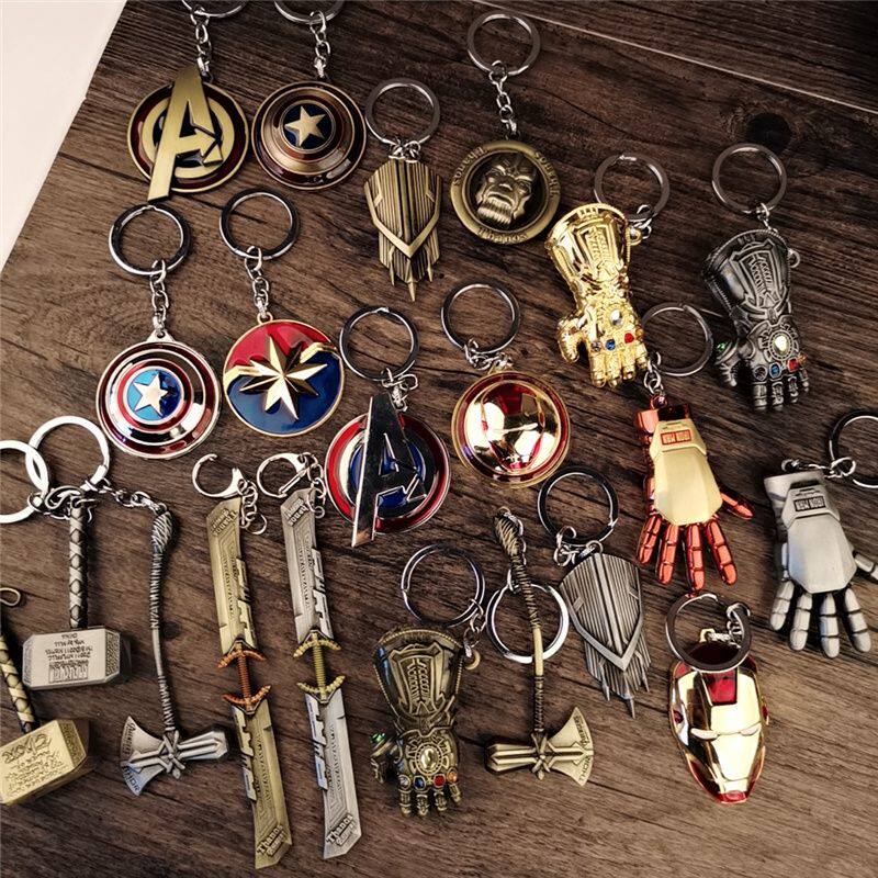Avengers 4 peripheral keychain pendant Iron Man Quake Extermination gloves Large knife Metal Shield