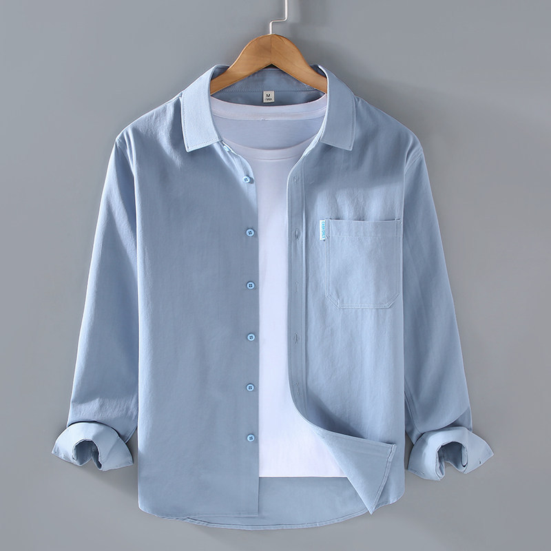Spring and Autumn New Small Size Men's Versatile Korean Style 155 Youth Shirt for Petite Individuals, Casual Solid Color XS Shirt Jacket