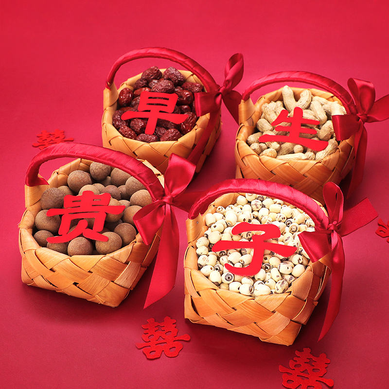 Early birth basket mold wedding supplies full marriage plate decorated wedding room arranged pressed bed doll small hand basket