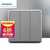 Siemens switch socket panel Lingyin series starglow silver Home power supply three-open double control switch