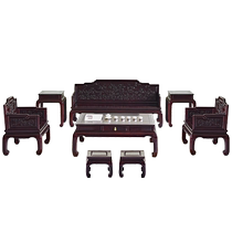 Mahogany furniture blood sandalwood sofa combination African small leaf rosewood new Chinese style antique carved solid wood villa