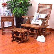 Mahogany furniture chicken wing Wood adult rocking chair Chinese solid wood recliner getaway chair antique old man lunch chair sleeping chair