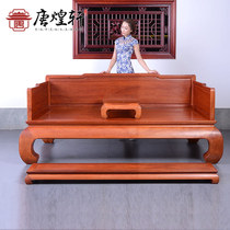 Tang Huangxuan mahogany furniture Burmese Rosewood plain Luohan bed three-piece set Chinese solid wood sofa bed Luohan couch