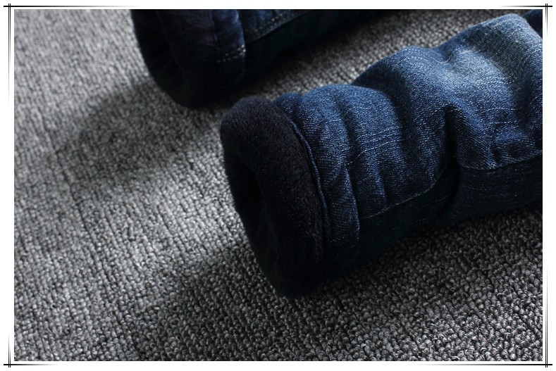 Quần jean nam mùa đông 2018 trong quần cotton bé trai phiên bản Hàn Quốc của quần ống suông thẳng cộng với nhung dày quần lót bé trai