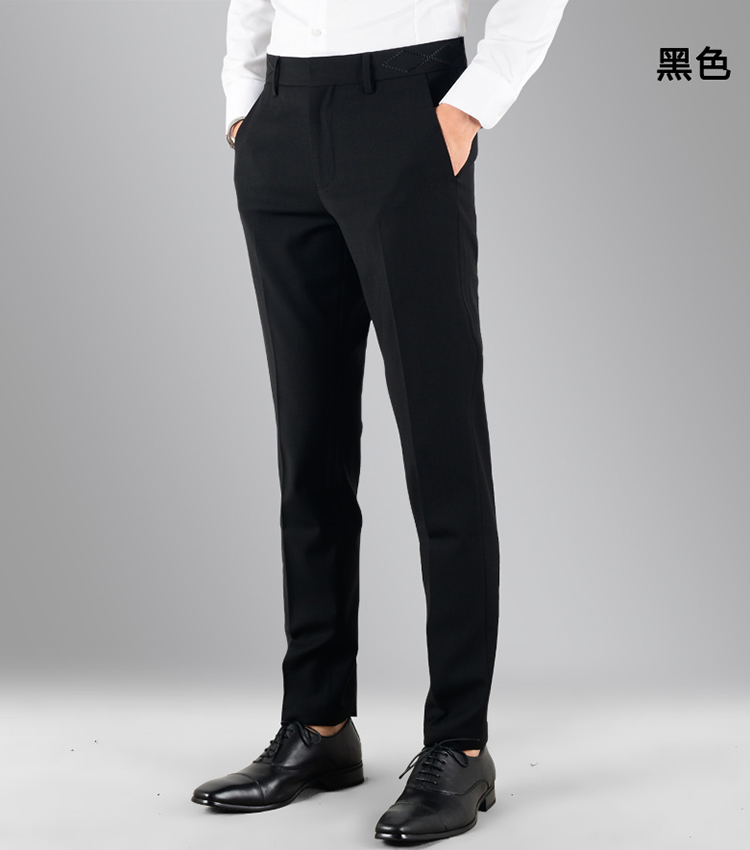 Quần len màu đen Slim co giãn phù hợp với quần chân kinh doanh phiên bản Hàn Quốc của quần tây nam len nam mùa xuân và mùa thu quần tây xanh