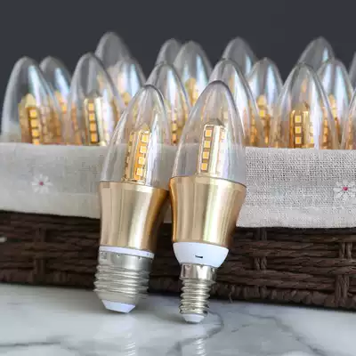 LED bulb e14e27 light source size screw warm white light 5W7W energy-saving home lighting chandelier spiral pointed bubble