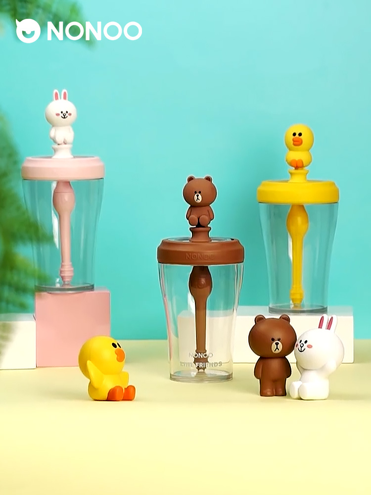 NONOO straw cup high value super mega-cup of Katun Brown bear cup stirring teenage girl Via Net red fire is cute