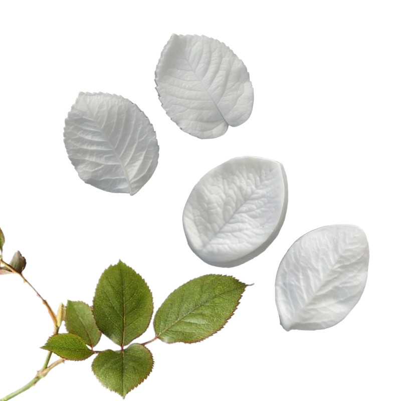 New emulated English-style flip sugar flower Rose leaf texture vein Silicone Press Mold Biscuit Bread Cold Porcelain Clay