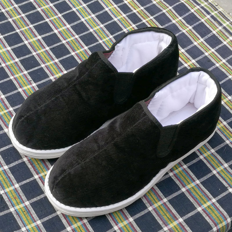 Pure artisanal kilolayers bottom male and female adult cotton cloth shoes cotton winter thickened warm black strip down one foot pedal cotton boot