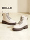 百丽女靴子冬季新款休闲短靴加绒厚底英伦风马丁靴女3NZ40DD4