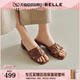 Belle women's shoes flat slippers 2026 summer new style horse leather can be worn outside beach slippers B3108BT6 pre-