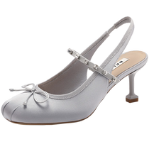 Belle Silver Ballet Style Baotou Sandals Womens Summer Womens Shoes Wedding Shoes Stiletto Heel Sandals B3C1DBH4