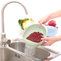 Creative kitchen thickened washing basin drain basket Plastic large fruit basin Household washing fruit amoy artifact