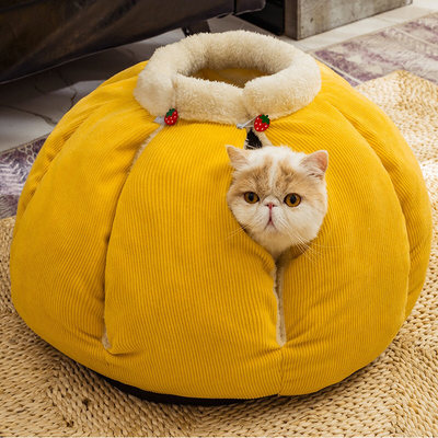 Cat litter winter warm four seasons universal house bed house villa enclosed detachable washable pumpkin pet cat supplies