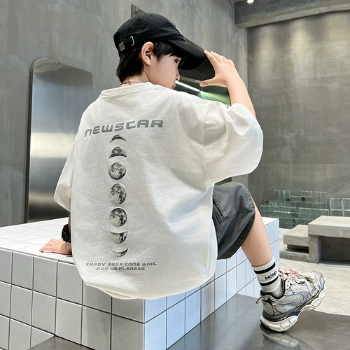 Летняя одежда, хлопковая летняя детская футболка с коротким рукавом для мальчиков, короткий рукав, подходит для подростков