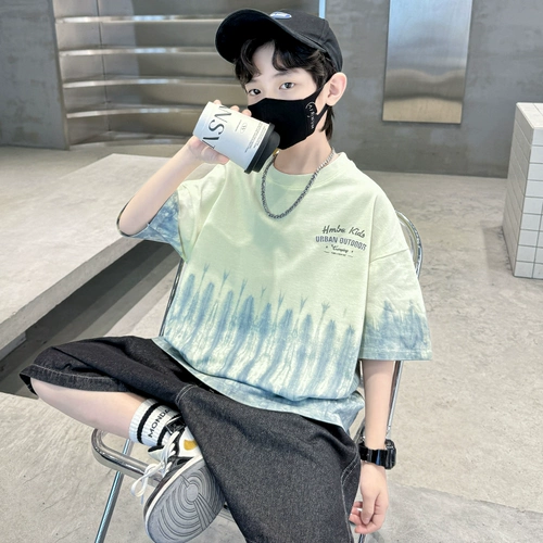 Летняя одежда, летняя хлопковая футболка с коротким рукавом для мальчиков, короткий рукав, подходит для подростков