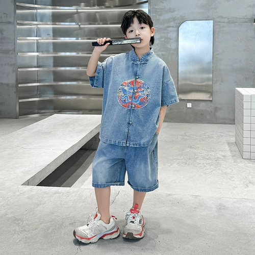 Ханьфу для мальчиков, комплект, летний костюм, китайский стиль