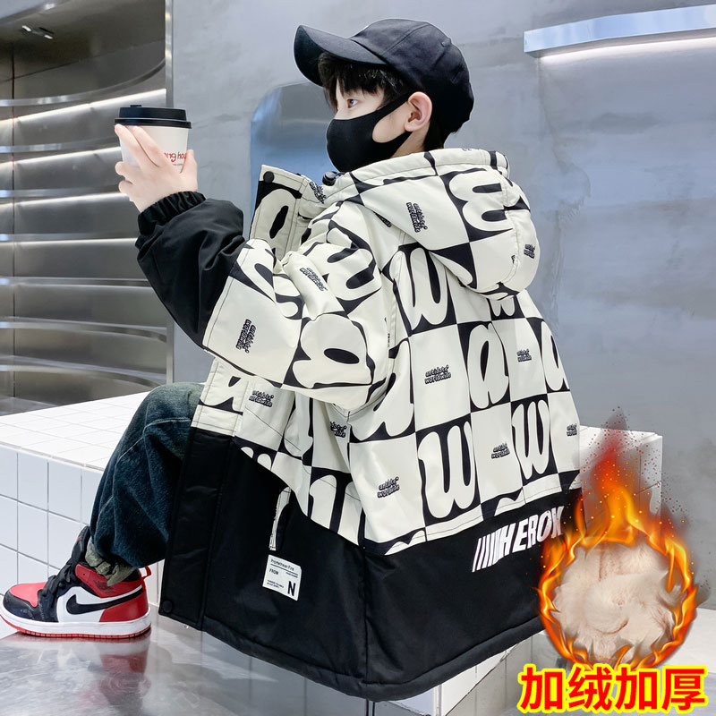 Children's clothes boy Cavet jacket Spring autumn and winter style 2023 New winter clothing Assault Clothing Boy Winter Great Tong Thickened-Taobao