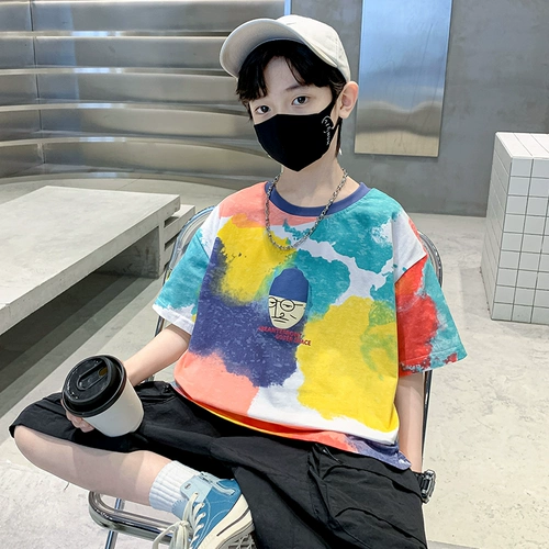 Летняя одежда, детская летняя хлопковая футболка с коротким рукавом для мальчиков, подходит для подростков