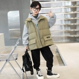 Детский комплект для мальчиков, демисезонный жилет, утепленная зимняя майка топ с пухом, подходит для подростков