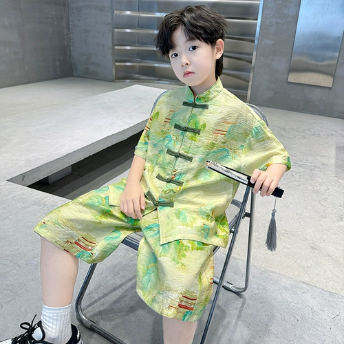 Ханьфу для мальчиков, комплект, летний костюм, китайский стиль