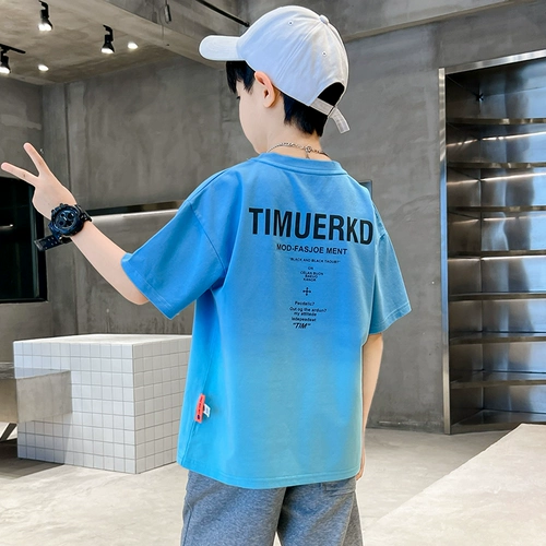 Летняя одежда, летняя детская хлопковая футболка с коротким рукавом для мальчиков, короткий рукав, подходит для подростков