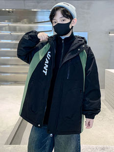 Children's clothing boys' jacket three-in-one detachable 2024 new spring, autumn and winter big children's jacket with velvet and thickening