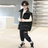 Детский комплект для мальчиков, демисезонный жилет, утепленная зимняя майка топ с пухом, подходит для подростков