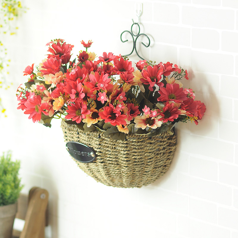 Wall Hanging Accessories Wall Flower Basket Living Room Dining Room Dining Room Wall Hanging Creative Home Decoration Vegetal Milk Tea Shop Wall Decoration Emulation Flowers