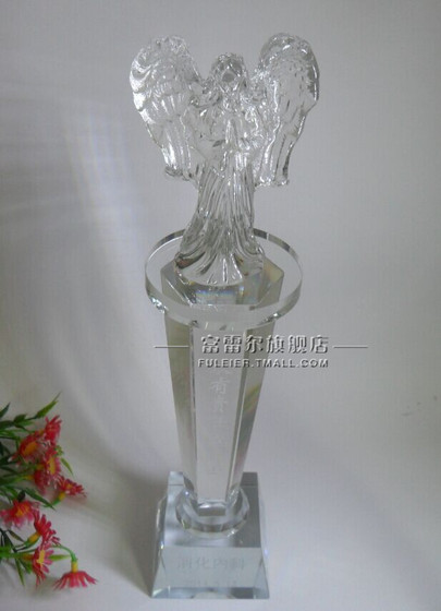 Crystal Trophy, Heart-Shaped Charity Angel, Creative Commemorative Gift for Charity and Progress, Angel Charity Trophy, Engraving