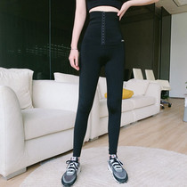 JUST CC shake sound Kaka womens Korean version does not roll edge high waist adjustment waist waist belly hip yoga nine-point pants