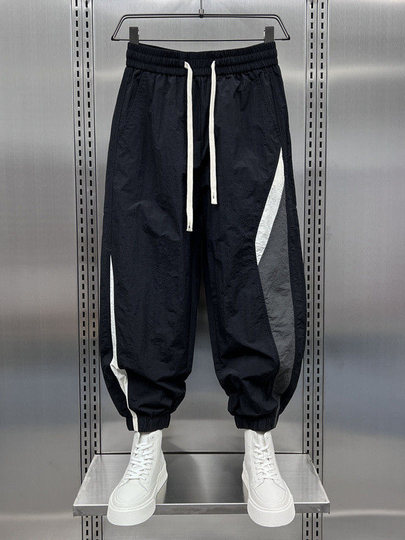 Extra Large Size 150kg Summer Quick-Drying Striped Patchwork Jogger Sweatpants Men's Trendy Loose Casual Harem Pants2