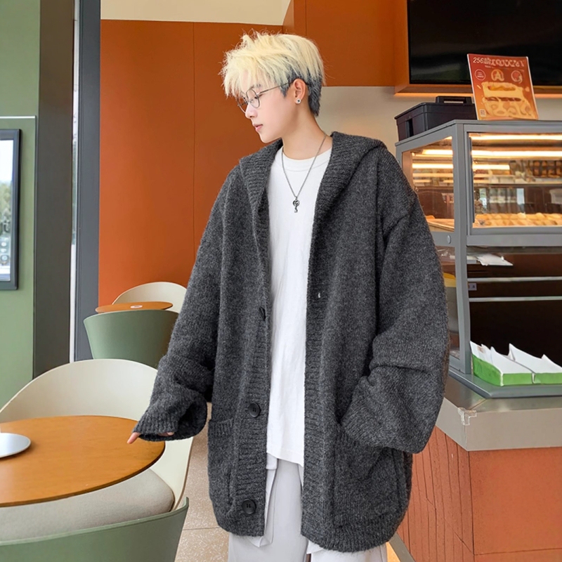 Extra Large Size 150kg Hooded Cardigan Sweater for Men and Women, Autumn and Winter Lazy Style Loose Casual Knitted Jacket Top2