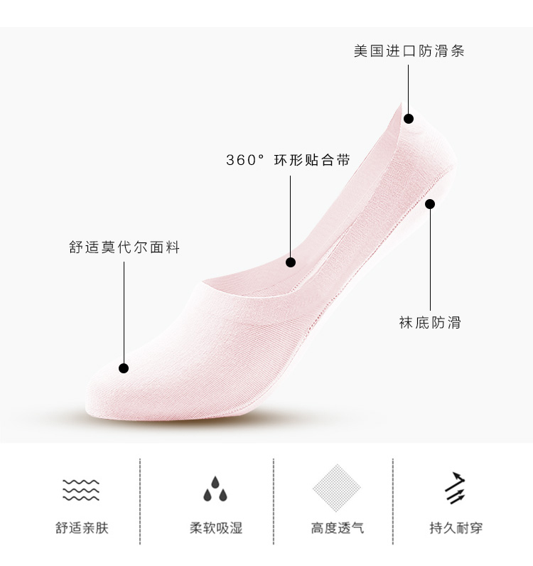 4 đôi tất nông miệng đen modal vớ vớ nữ vớ vô hình vớ nữ màu thịt phần mỏng vớ mùa hè cotton silicone - Bít tất nữ shop tất nữ đẹp