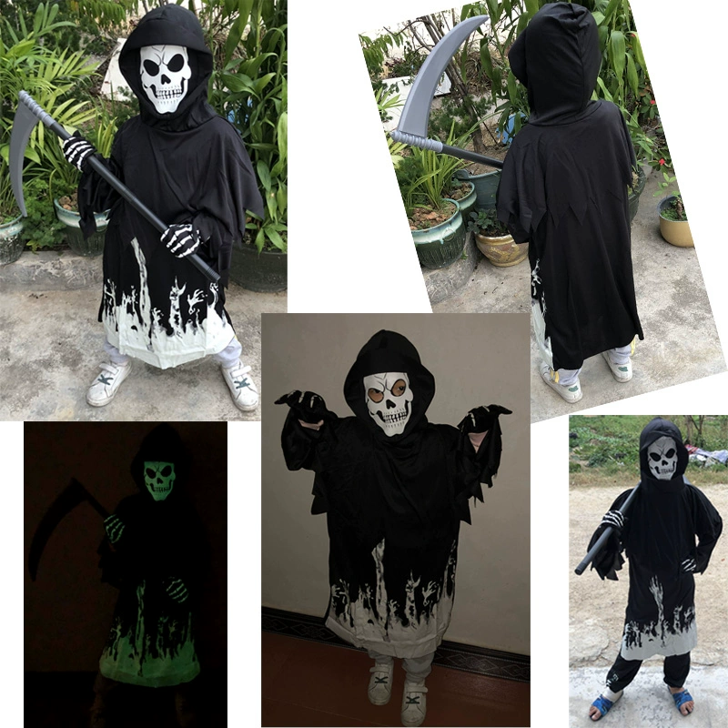 Trang phục Halloween cha mẹ và con cái, ma giả, phù thủy người lớn, áo choàng tử thần đáng sợ, trang phục bé trai và trẻ em, cos