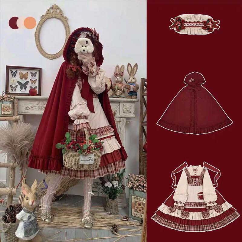 Plus Size 150kg Autumn and Winter Lolita Dress for Chubby Girls, Little Red Riding Hood Cape Dress Plus Size 150kg Autumn and Winter Lolita Dress for Chubby Girls, Little Red Riding Hood Cape Dress