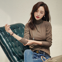 Winter seamless single bottoming shirt semi-high collar thermal underwear women's coat padded plus rongde tight inner autumn clothes