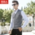 Áo vest nam Nam Cực áo len cổ chữ V 2018 thu đông 2018 nam thanh niên vest không tay áo len khoác mỏng Dệt kim Vest