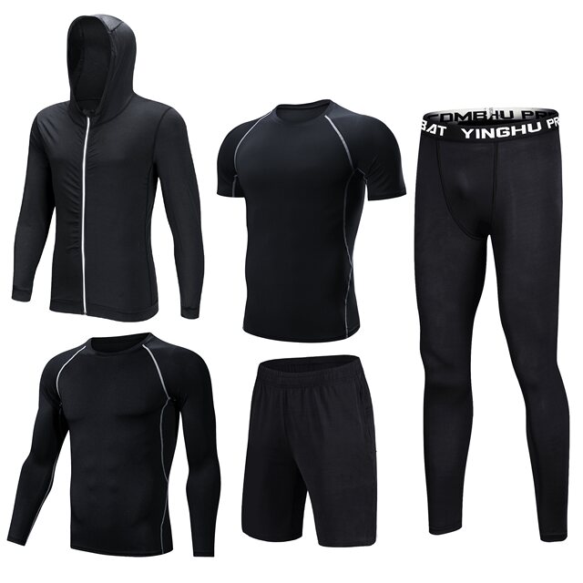 Sports Suit for Men, Morning Jogging, Spring and Autumn Gym Clothes, Loose Jacket, Summer Basketball Running Suit, Five-Piece Set