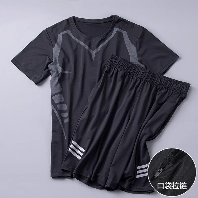Sports T-shirt men's fitness clothes summer short-sleeved ice silk quick-drying clothes running suit basketball training top loose